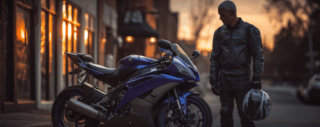 A man with a motorcycle