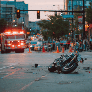 motorcycle accident at a busy Chicago intersection